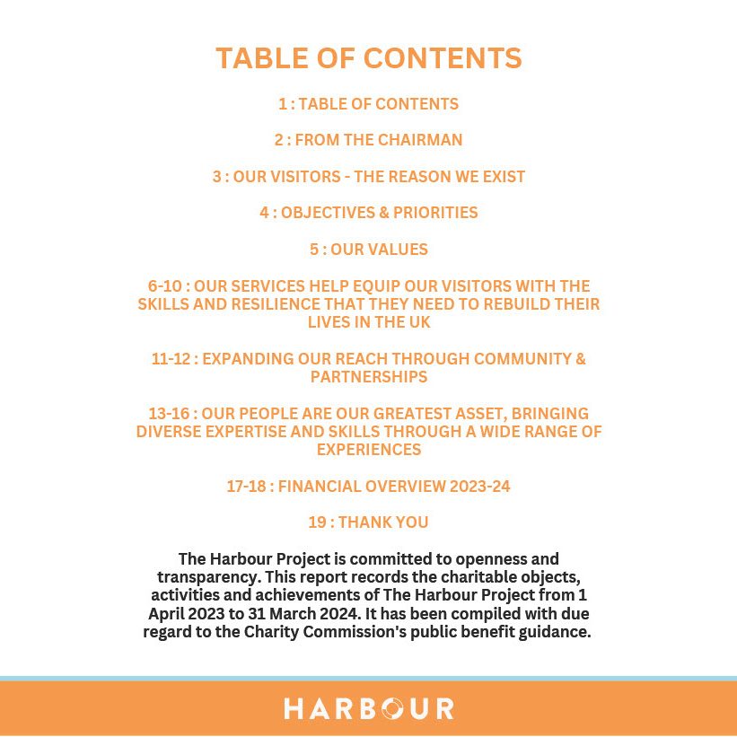 The Harbour Project Annual Report April 2023 - March 2024 page 2